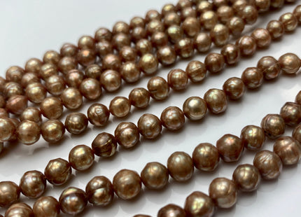 6 mm Rare Faceted Dark Champagne Color Potato Freshwater Pearl Beads Genuine Faceted Freshwater Pearls #1769