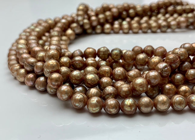 6 mm Rare Faceted Dark Champagne Color Potato Freshwater Pearl Beads Genuine Faceted Freshwater Pearls #1769