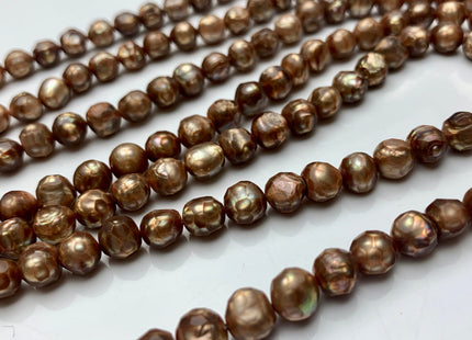 6mm 7mm 8mm Rare Faceted Dark Champagne Color Potato Freshwater Pearl Beads Genuine Faceted Freshwater Pearls #1774