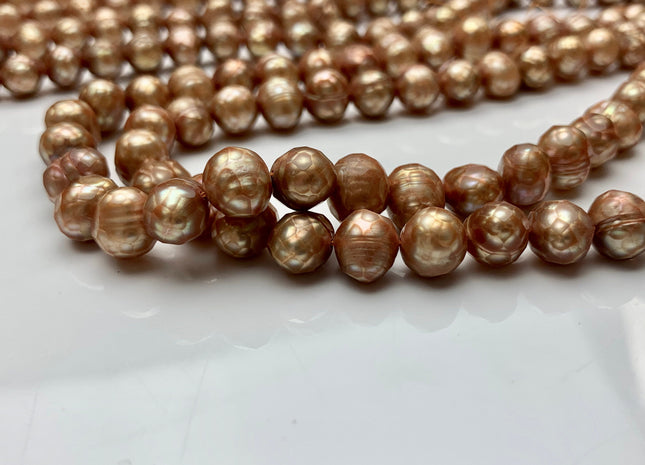7-9 mm Rare Faceted Champagne Color Potato Freshwater Pearl Beads Genuine Faceted Freshwater Pearls #1776