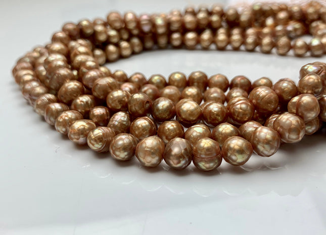 7-9 mm Rare Faceted Champagne Color Potato Freshwater Pearl Beads Genuine Faceted Freshwater Pearls #1776