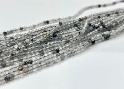 BEST DEAL 2 mm Natural Faceted Round Mixed Color Quartz Gemstone Beads Genuine Natural Quartz Gemstone Loose Beads 15.5 Inches Strand #2544