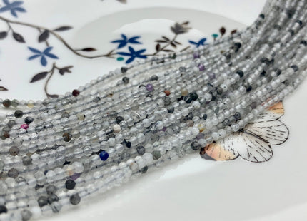 BEST DEAL 2 mm Natural Faceted Round Mixed Color Quartz Gemstone Beads Genuine Natural Quartz Gemstone Loose Beads 15.5 Inches Strand #2544
