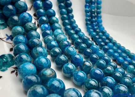6mm 8mm 10mm 12mm Smooth Round Natural Apatite Gemstone Beads Natural Smooth Round Blue Apatite Beads Half Strand 8 Inches #2588