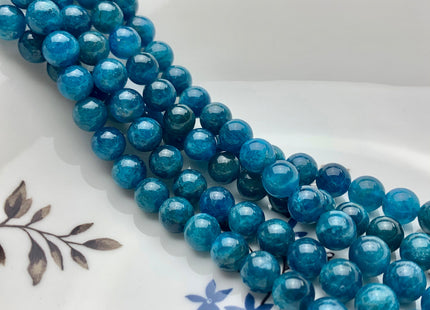 6mm 8mm 10mm 12mm Smooth Round Natural Apatite Gemstone Beads Natural Smooth Round Blue Apatite Beads Half Strand 8 Inches #2588