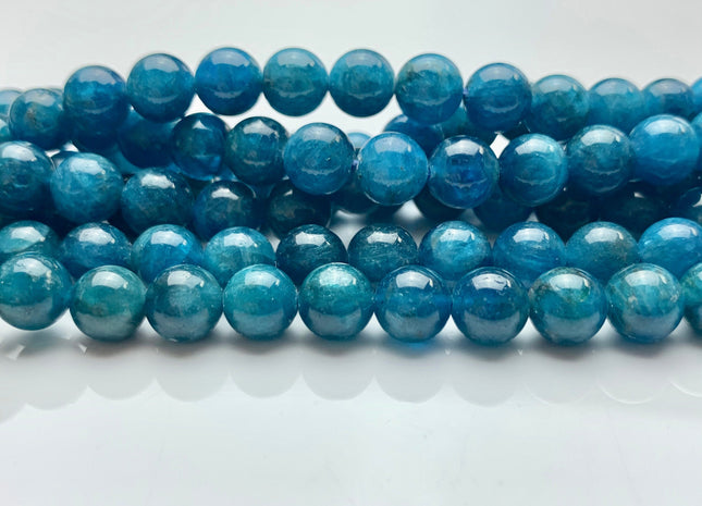 6mm 8mm 10mm 12mm Smooth Round Natural Apatite Gemstone Beads Natural Smooth Round Blue Apatite Beads Half Strand 8 Inches #2588