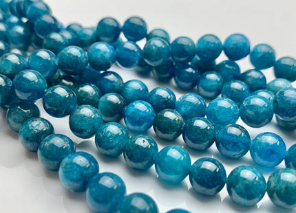 6mm 8mm 10mm 12mm Smooth Round Natural Apatite Gemstone Beads Natural Smooth Round Blue Apatite Beads Half Strand 8 Inches #2588