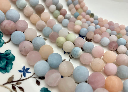 6mm 8mm 10mm 12mm AAA Natural Color Matte Smooth Round Morganite Gemstone Beads High Quality Pink Blue Green Color Morganite 8 Inches #2589