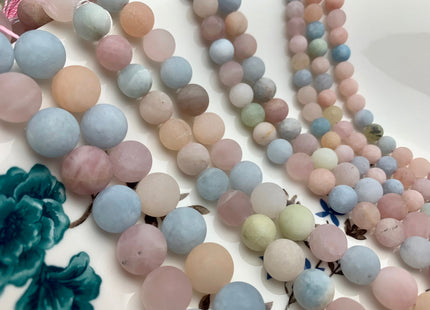 6mm 8mm 10mm 12mm AAA Natural Color Matte Smooth Round Morganite Gemstone Beads High Quality Pink Blue Green Color Morganite 8 Inches #2589