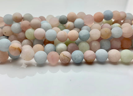 6mm 8mm 10mm 12mm AAA Natural Color Matte Smooth Round Morganite Gemstone Beads High Quality Pink Blue Green Color Morganite 8 Inches #2589