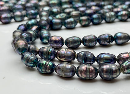 6x8 mm Blue Peacock Faceted Rice/Oval Freshwater Pearl Beads Limited Edition Genuine Faceted Rice Pearl Beads #1778