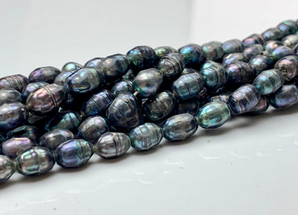 6x8 mm Blue Peacock Faceted Rice/Oval Freshwater Pearl Beads Limited Edition Genuine Faceted Rice Pearl Beads #1778