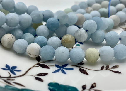 6mm 8mm 10mm 12mm AAA Natural Color Matte Smooth Round Aquamarine Gemstone Beads High Quality Aquamarine Loose Beads 8 Inches Strand #2590
