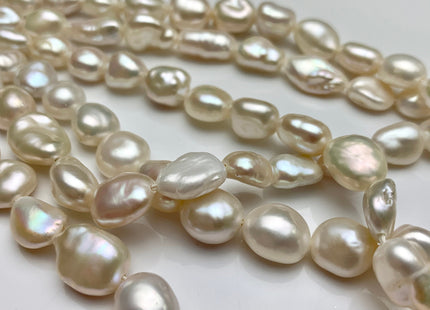 8-9x9-11mm AAA Half Strand High Luster Natural White Keshi Nugget Freshwater Pearl Beads Center Drilled Keshi Nugget Pearls #1779