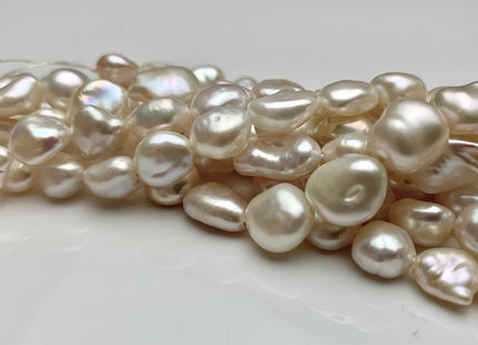 8-9x9-11mm AAA Half Strand High Luster Natural White Keshi Nugget Freshwater Pearl Beads Center Drilled Keshi Nugget Pearls #1779