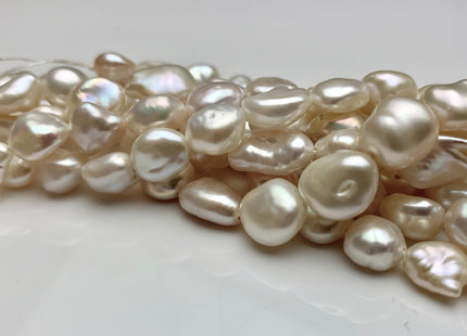 8-9x9-11mm AAA Half Strand High Luster Natural White Keshi Nugget Freshwater Pearl Beads Center Drilled Keshi Nugget Pearls #1779