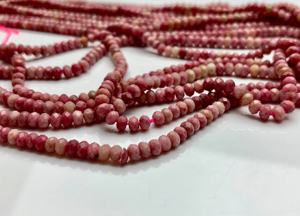 2.5x4 mm Natural Color Faceted Rondelle Pink Rhodonite Gemstone Beads Natural Pink Color Micro Faceted Rondelle Gemstone Beads # 2415