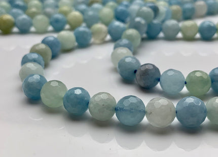 WHOLESALE 6mm 8mm Natural Color Faceted Round Aquamarine Gemstone Beads Genuine Natural Multi Color Aquamarine Gemstone Loose Beads #2410