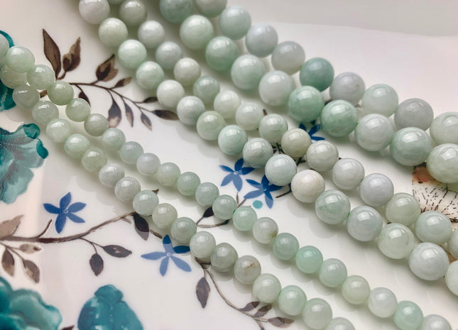 4mm 6mm 8mm 10mm Smooth Round Burmese Jade Beads Natural Green Color Burmese Jade Loose Beads 15.5 Inches Strand #2594