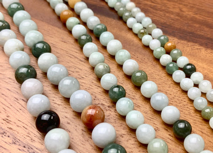 4mm 6mm 8mm 10mm Smooth Round Burmese Jade Beads Natural Green Color Burmese Jade Loose Beads 15.5 Inches Strand #2593