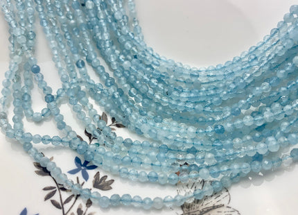 BEST DEAL 3.5 mm AAA Faceted Round Tiny Aquamarine Gemstone Beads Genuine Natural Blue Aquamarine Loose Beads 15.5 Inches Strand #2606