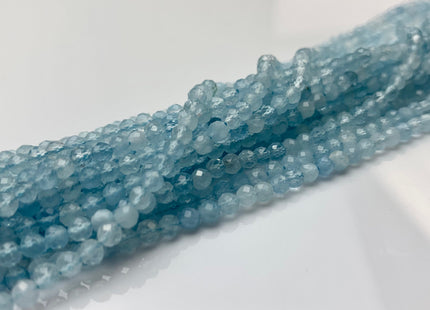 BEST DEAL 3.5 mm AAA Faceted Round Tiny Aquamarine Gemstone Beads Genuine Natural Blue Aquamarine Loose Beads 15.5 Inches Strand #2606