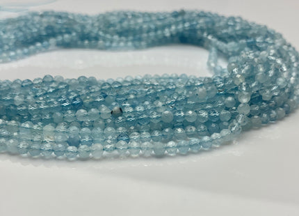 BEST DEAL 3.5 mm AAA Faceted Round Tiny Aquamarine Gemstone Beads Genuine Natural Blue Aquamarine Loose Beads 15.5 Inches Strand #2606