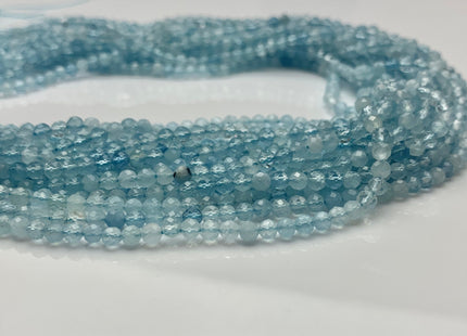 BEST DEAL 3.5 mm AAA Faceted Round Tiny Aquamarine Gemstone Beads Genuine Natural Blue Aquamarine Loose Beads 15.5 Inches Strand #2606