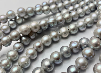 9 mm Half Strand AA Large Hole Semi Round Gray Color Freshwater Pearls Beads 2.1mm Hole Genuine Off Round Large Hole Pearl Beads #1884