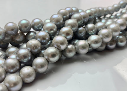 9 mm Half Strand AA Large Hole Semi Round Gray Color Freshwater Pearls Beads 2.1mm Hole Genuine Off Round Large Hole Pearl Beads #1884