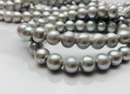 9 mm Half Strand AA Large Hole Semi Round Gray Color Freshwater Pearls Beads 2.1mm Hole Genuine Off Round Large Hole Pearl Beads #1884
