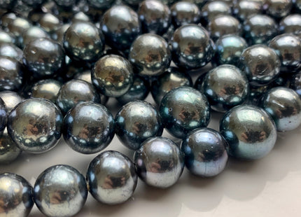 12-15mm AA HalfStrand Large Hole Blue Gray Peacock Color Edison Freshwater Pearl Bead Hole Size 2.2mm Genuine Extra Shiny Edison Pearl #1781
