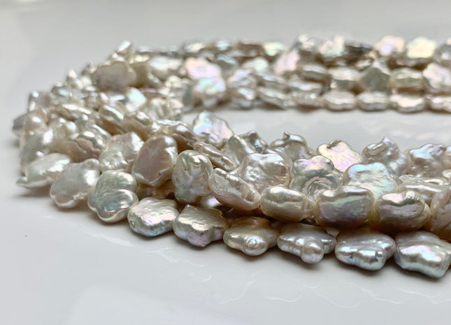 10-12 mm Rare Star Flower Shape Genuine Freshwater Pearl Beads in Natural White, Seaweed OR Peach Colors, Limited Edition #104