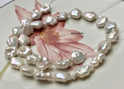 10-12 mm Rare Star Flower Shape Genuine Freshwater Pearl Beads in Natural White, Seaweed OR Peach Colors, Limited Edition #104