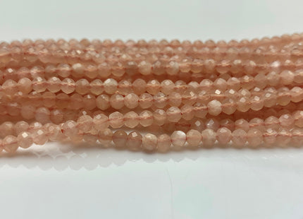 BEST DEAL 3.5 mm Faceted Round Tiny Peach Moonstone Beads Genuine Natural Color Peach Moonstone Loose Beads 15.5 Inches Strand #2600