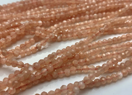 BEST DEAL 3.5 mm Faceted Round Tiny Peach Moonstone Beads Genuine Natural Color Peach Moonstone Loose Beads 15.5 Inches Strand #2600