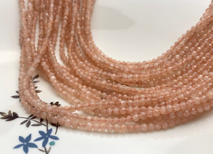 BEST DEAL 3.5 mm Faceted Round Tiny Peach Moonstone Beads Genuine Natural Color Peach Moonstone Loose Beads 15.5 Inches Strand #2600