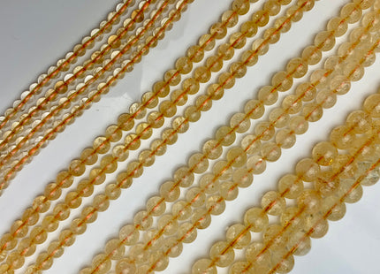 4mm 6mm 8mm 10 mm Smooth Round Citrine Gemstone Beads Genuine Natural Color Citrine Loose Beads #2595