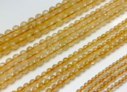 4mm 6mm 8mm 10 mm Smooth Round Citrine Gemstone Beads Genuine Natural Color Citrine Loose Beads #2595