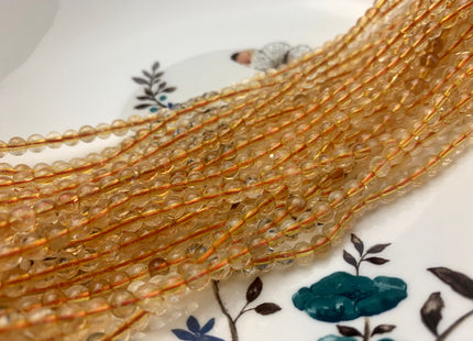 4mm 6mm 8mm 10 mm Smooth Round Citrine Gemstone Beads Genuine Natural Color Citrine Loose Beads #2595