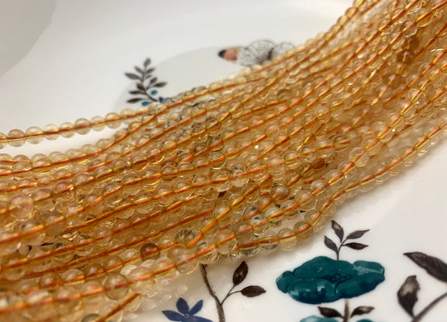 4mm 6mm 8mm 10 mm Smooth Round Citrine Gemstone Beads Genuine Natural Color Citrine Loose Beads #2595