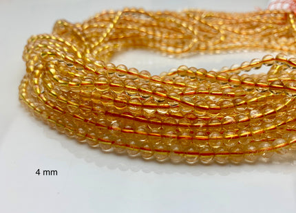 4mm 6mm 8mm 10 mm Smooth Round Citrine Gemstone Beads Genuine Natural Color Citrine Loose Beads #2595