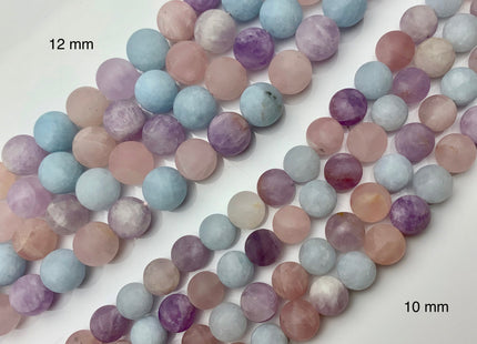 6mm 8mm 10mm 12mm AAA Natural Color Matte Smooth Round Mixed Rose Quartz Amethyst Aquamarine Matte Gemstone Beads 8 Inches Strand #2608