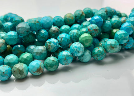 4mm 6mm 8mm 10mm Faceted Round Turquoise Beads Blue Color Gemstone Loose Beads 15.5 Inches Strand #2610
