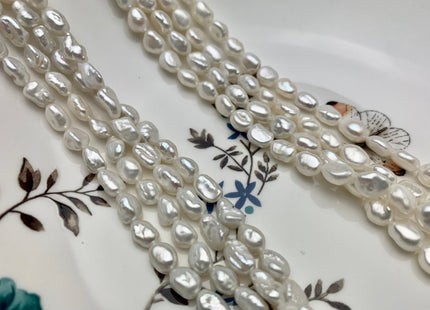 6-7x8-11 mm AAA Natural White Keshi Freshwater Pearls Beads Genuine High Luster Rice Nugget Shape Keshi Freshwater Pearl Beads #1889