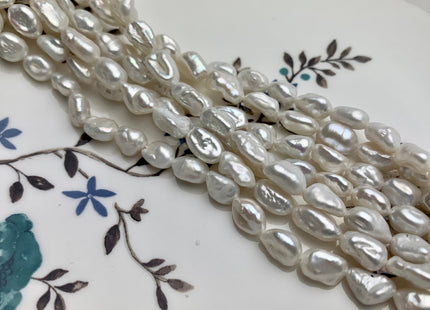6-7x8-11 mm AAA Natural White Keshi Freshwater Pearls Beads Genuine High Luster Rice Nugget Shape Keshi Freshwater Pearl Beads #1889