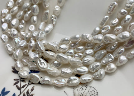6-7x8-11 mm AAA Natural White Keshi Freshwater Pearls Beads Genuine High Luster Rice Nugget Shape Keshi Freshwater Pearl Beads #1889
