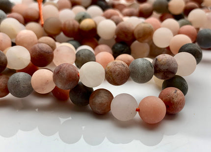 8mm 10mm 12mm AAA Natural Color Matte Smooth Round Peach And Gray Moonstone Beads Matte Multi Color Moonstone Beads 8 Inches Strand #2609