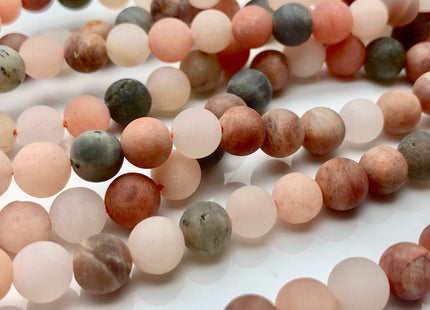 8mm 10mm 12mm AAA Natural Color Matte Smooth Round Peach And Gray Moonstone Beads Matte Multi Color Moonstone Beads 8 Inches Strand #2609