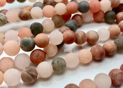 8mm 10mm 12mm AAA Natural Color Matte Smooth Round Peach And Gray Moonstone Beads Matte Multi Color Moonstone Beads 8 Inches Strand #2609